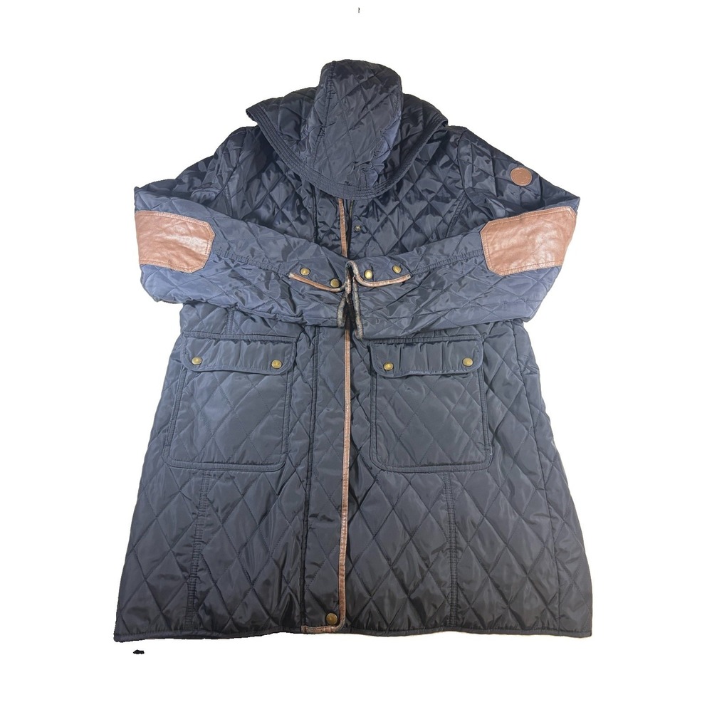 Lauren Ralph Lauren Black Diamond Quilted Jacket Detachable Hood Large SEE PICS